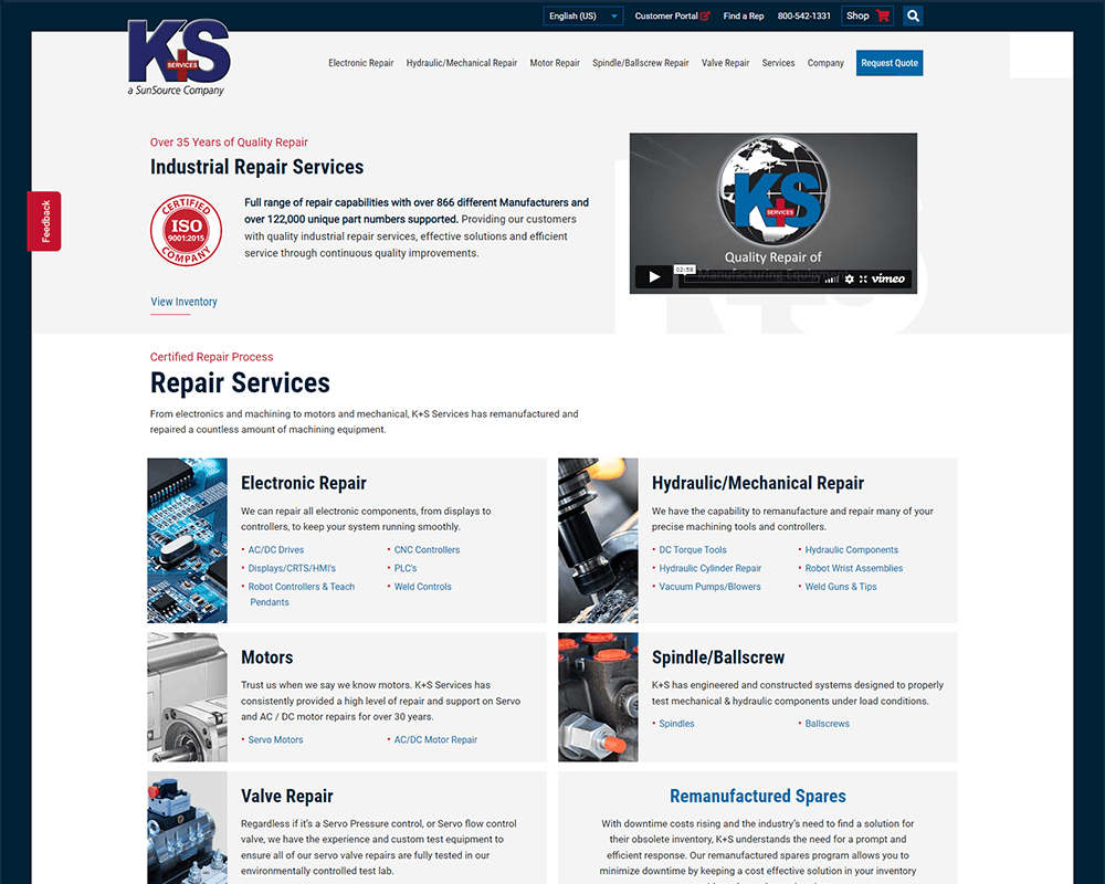 Screenshot of K+S Services - Home page