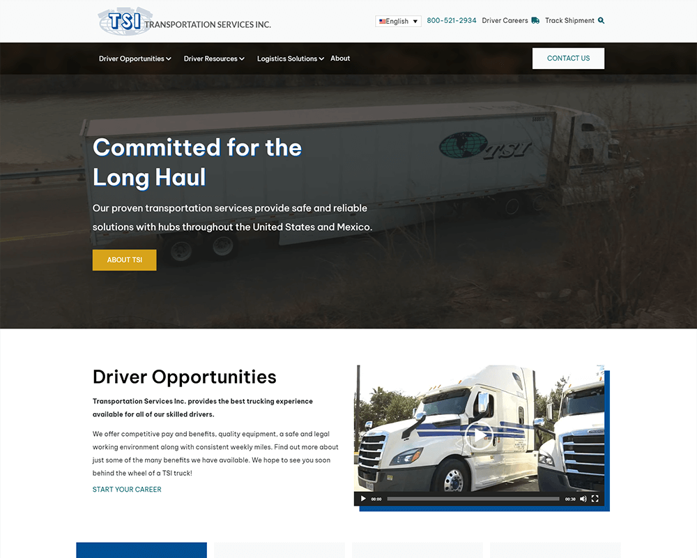 Screenshot of TSI - Home page