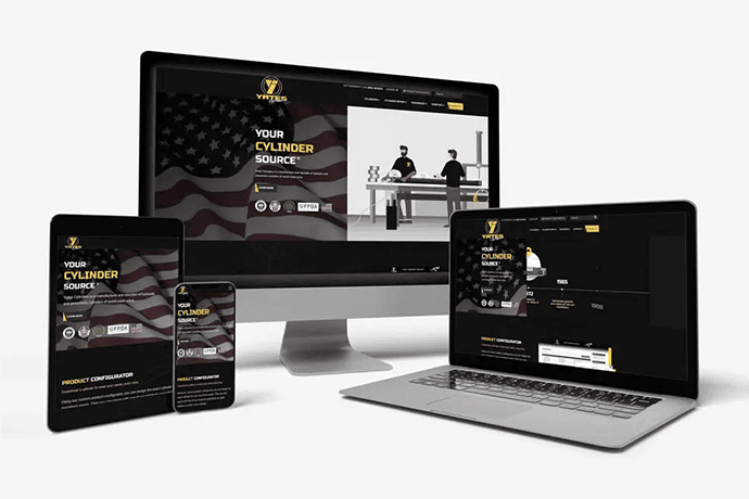 The Yates Industries home page on multiple devices