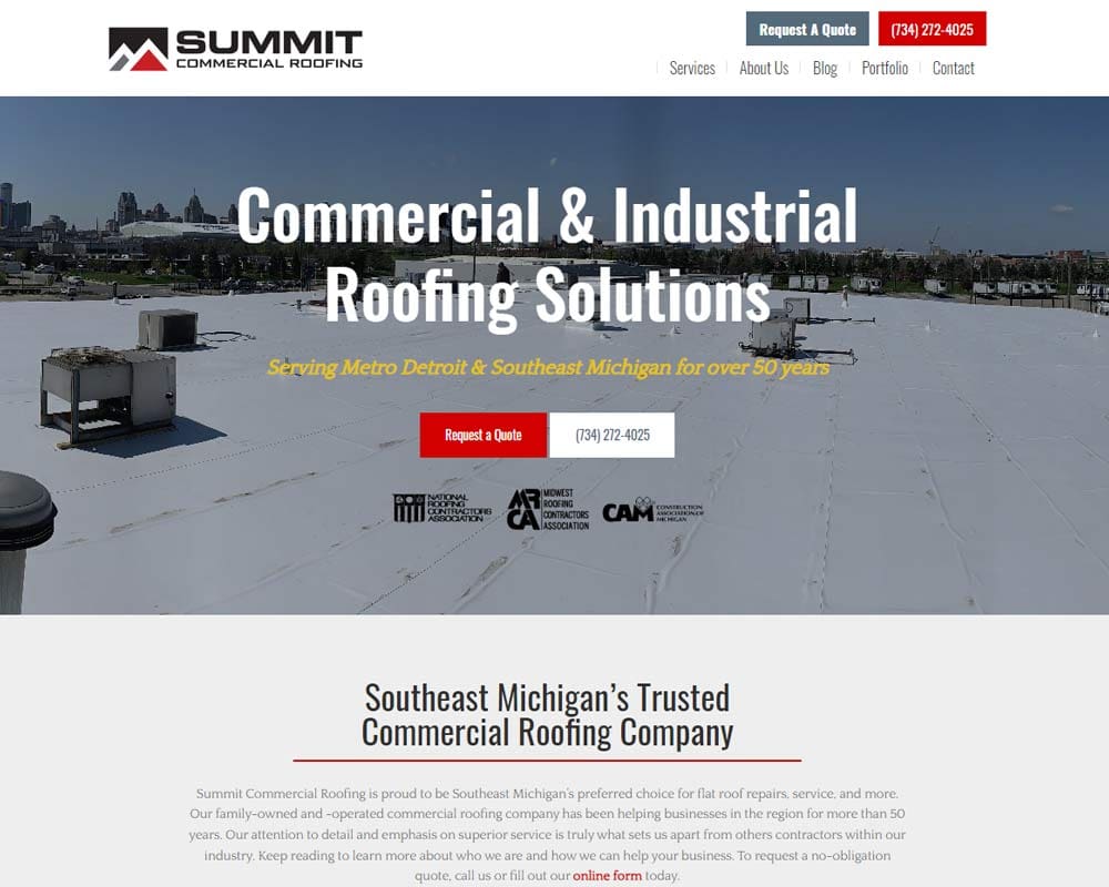 Summit Commercial Roofing offering solutions in Metro Detroit and Southeast Michigan, specializing in industrial roofing.
