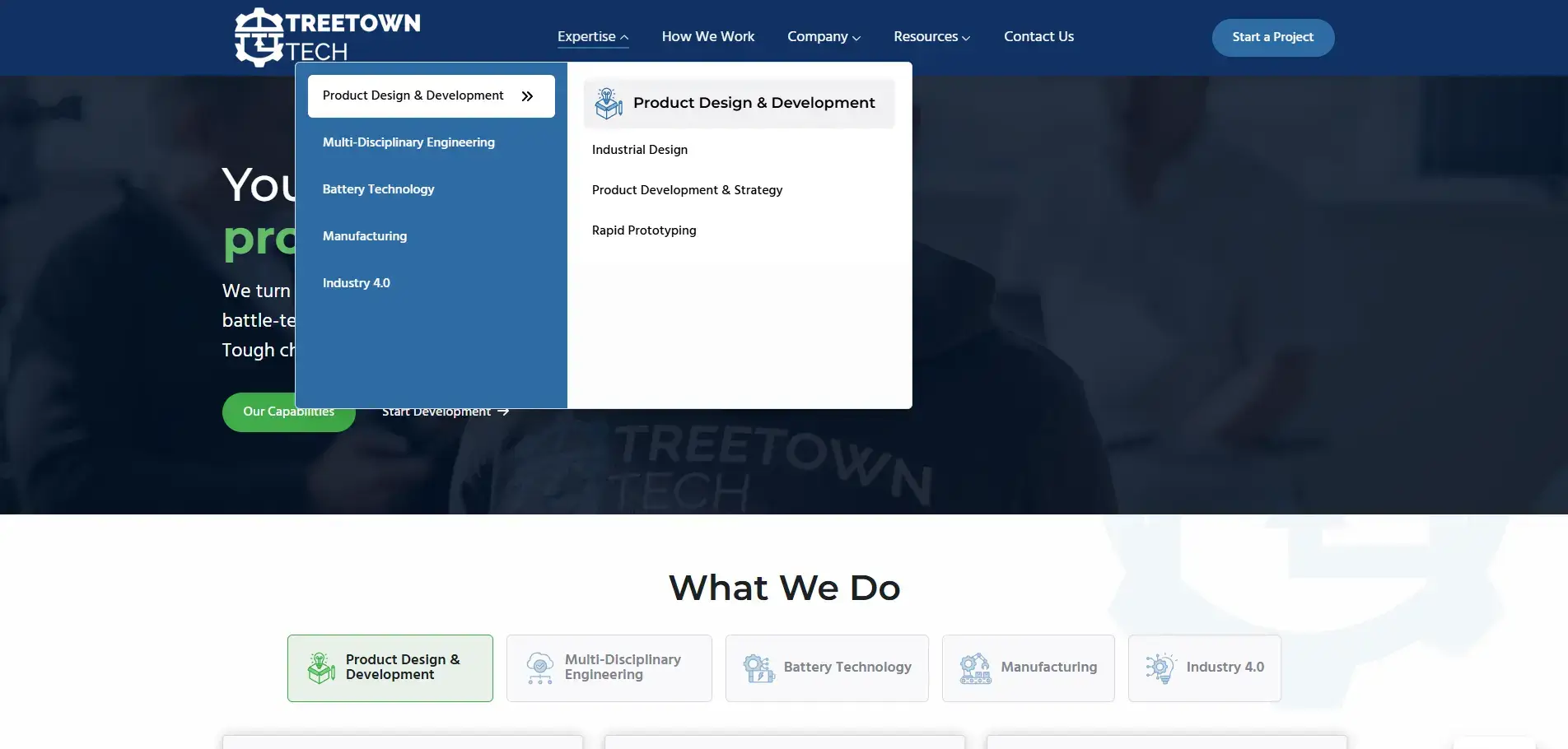 Treetown Tech mega menu