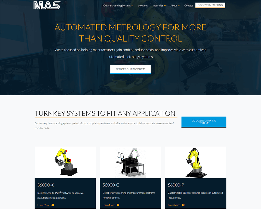 Screenshot of MAS - Home page