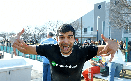 Momentum team at the polar plunge event for Special Olympics Michigan