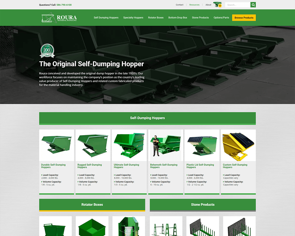 Screenshot of Roura Material Handling - Home page