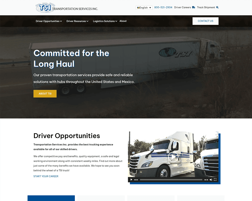 Screenshot of TSI - Home page