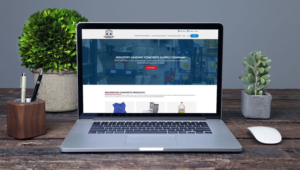 Metropolitan Materials website on a laptop screen