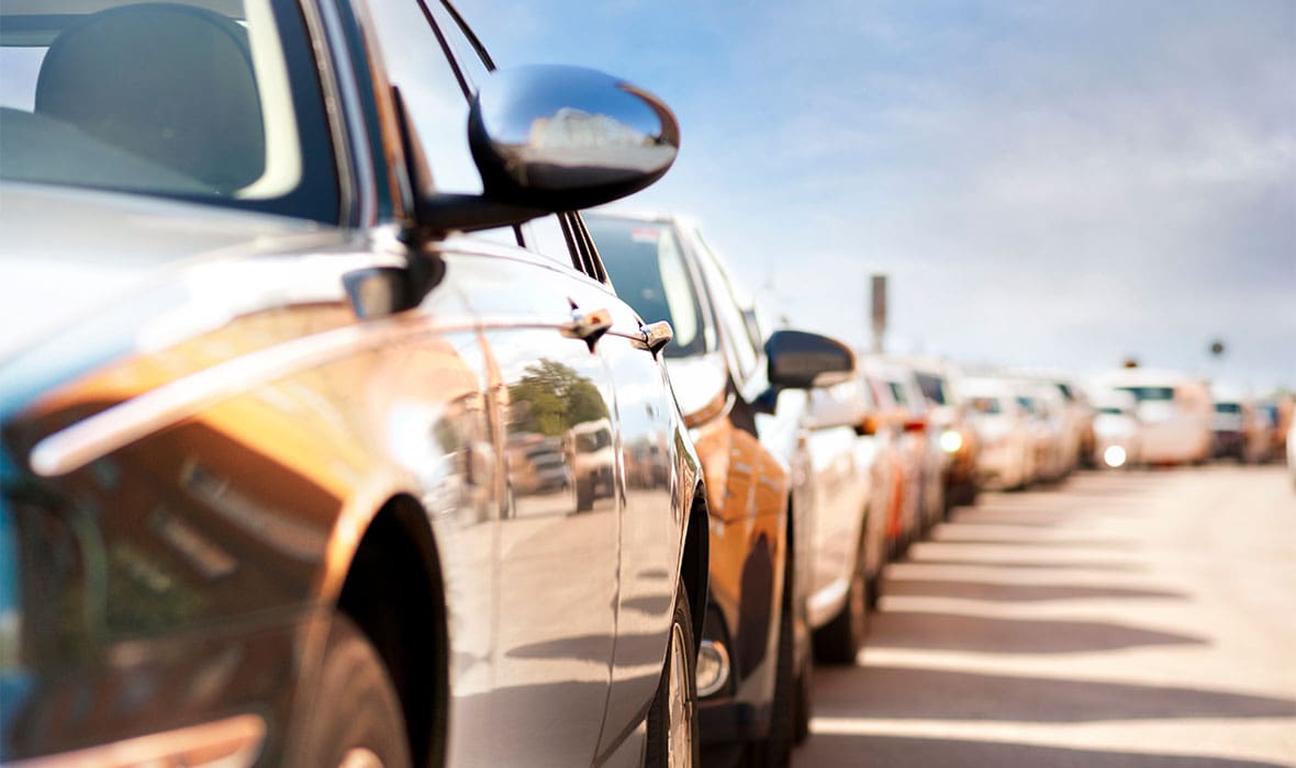 Row of parked cars