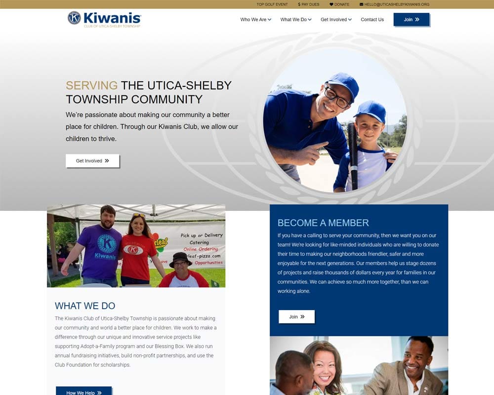 Kiwanis Club website for Utica-Shelby Township community engagement and membership.