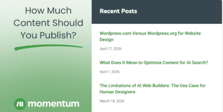 A screenshot of recent posts on Momentum's blog.