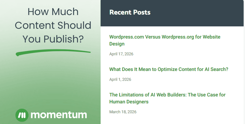 A screenshot of recent posts on Momentum's blog.